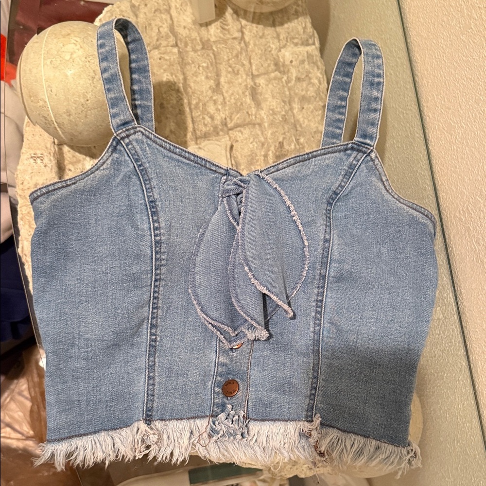 VENUS Light Blue Denim Crop Top